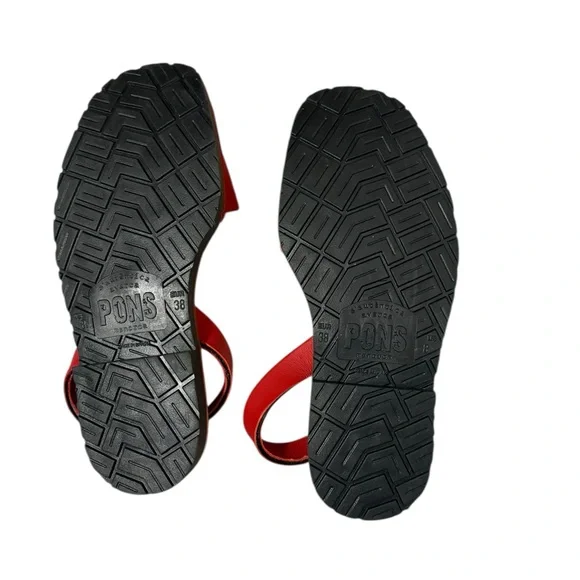 PONS Avarcas Classic Style Red Leather Sandals Slingback Size 8 NWOT - Picture 5 of 5